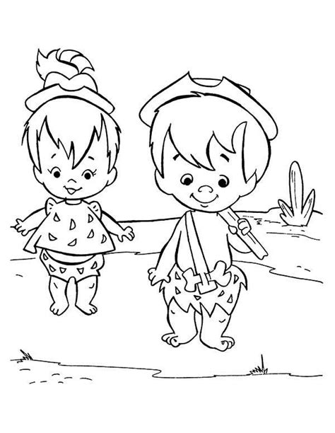 The Flintstones Pebbles And Bamm Bamm Play Together In The Flintstones Coloring Page Farm
