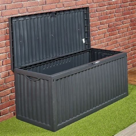 120cm Outdoor Storage Box Garden Patio Plastic Chest Lid Container