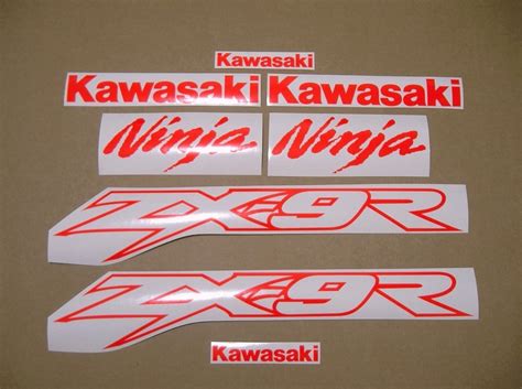 Kawasaki Zx9r Ninja 900 Neon Signal Fluorescent Red Decals Kit Moto
