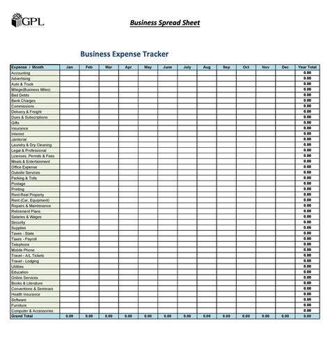 Business Expense Tracking Template