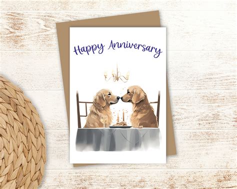 Golden Retriever Anniversary Card Marshmallow Paws