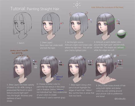 Tutorial Painting Straight Hair By Endlessrz On Deviantart