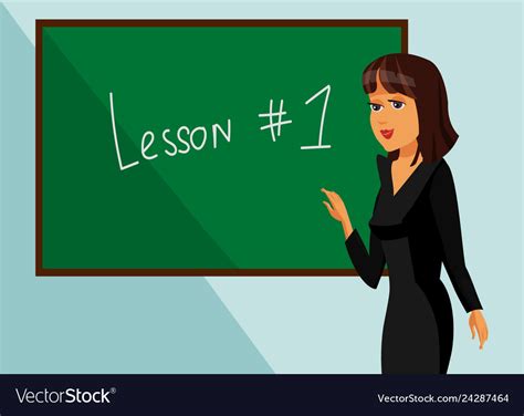 Female Teacher Standing Next To Blackboard Drawing