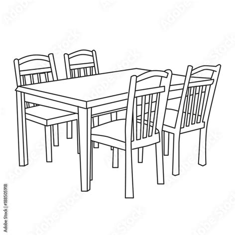 Sketch Dining Table With Chairs Stock Image And Royalty Free Vector