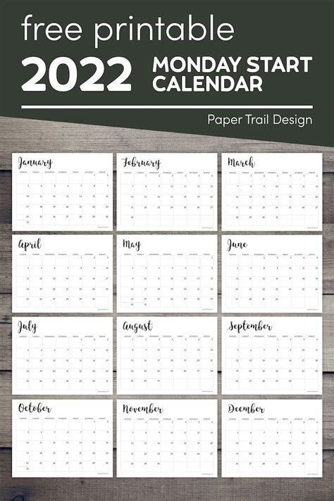 Printable 2022 Calendar Monday Start Printable World Holiday