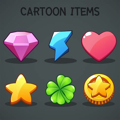 Premium Vector Cartoon Items Different Symbols Asset Vector Illustration