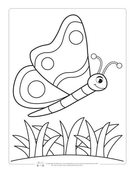 These spring coloring sheets show pretty flowers in whimsical settings. Spring Coloring Pages for Kids - itsybitsyfun.com