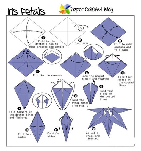 Flowers Origami Iris Flowers Paper Origami Folding Diagram Origami