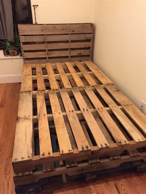 My First Upload Homemade Full Sized Bed Wooden Pallets Wood Pallet
