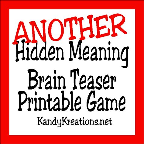 Another Hidden Meaning Brain Teaser Game Diy Party Mom
