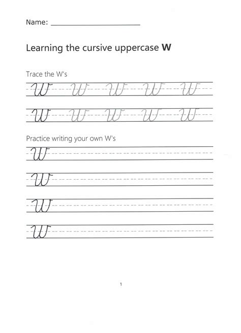 Cursive W How To Write A Capital W In Cursive