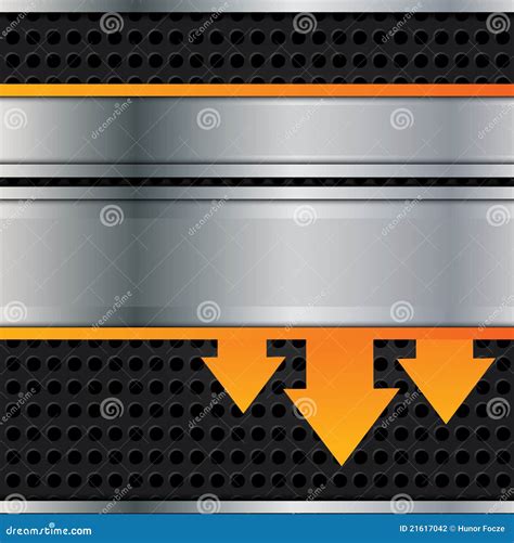 Vector Metal Background With Orange Arrows Stock Vector Illustration