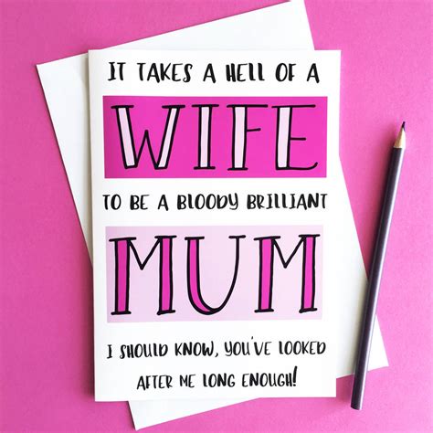 Funny Mothers Day A5 Card For Wife By The New Witty
