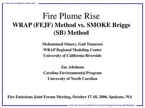 Ppt Fire Plume Rise Wrap Fejf Method Vs Smoke Briggs Sb Method