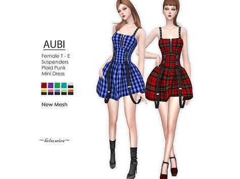 Aubi Plaid Punk Mini Dress By Helsoseira At Tsr Sims 4 Updates