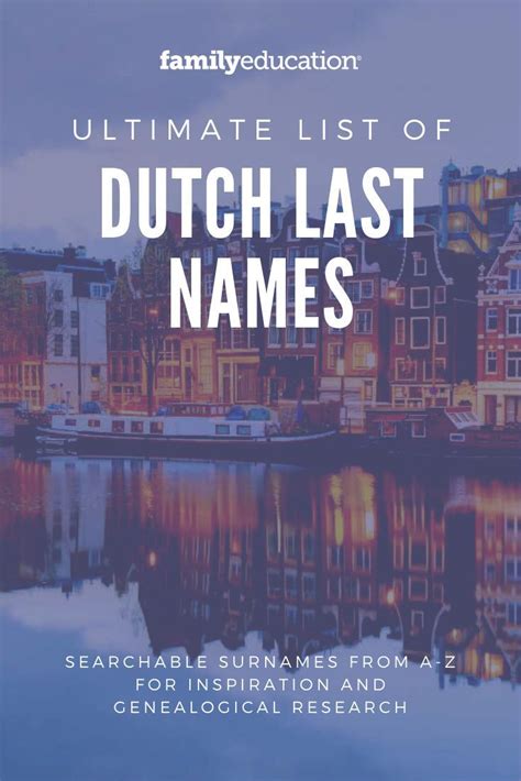 A Complete List Of Dutch Last Names Meanings Dutch Names Dutch