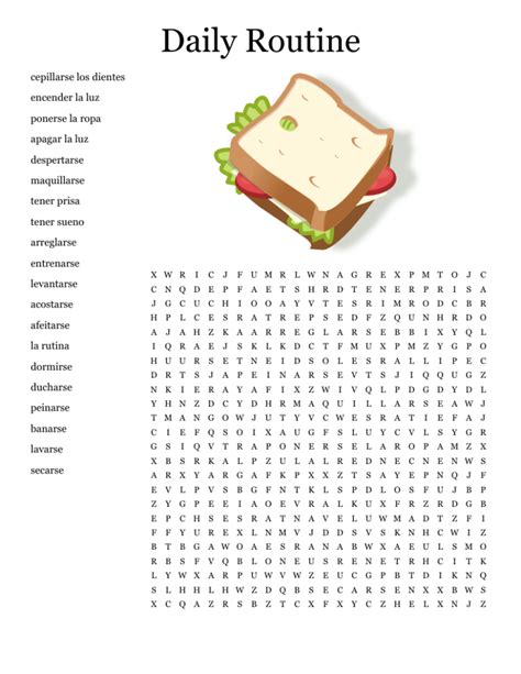 Daily Routine Word Search WordMint Word Search Printable