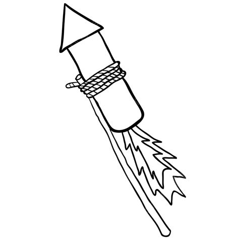 Cohete De Fuegos Artificiales En Blanco Y Negro Dibujado Dibujos