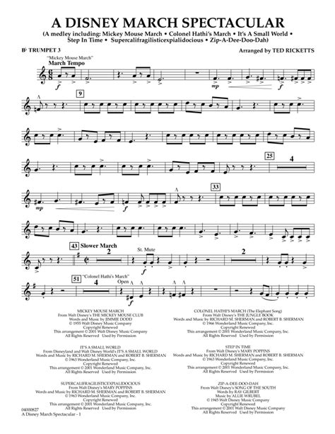 Download A Disney March Spectacular Bb Trumpet 3 Sheet Music By Ted