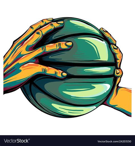 Two Hands Holding A Basketball Ball Royalty Free Vector Aff