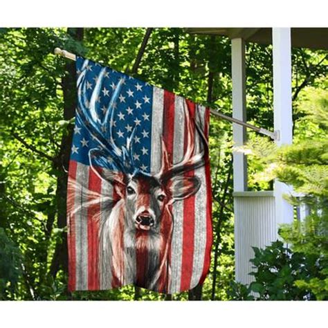 Hunting Deer American Flag Garden Flag Decor American Etsy