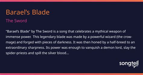 Meaning Of Baraels Blade By The Sword