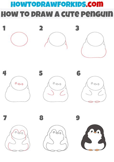 How To Draw A Cute Penguin Easy Drawing Tutorial For Kids