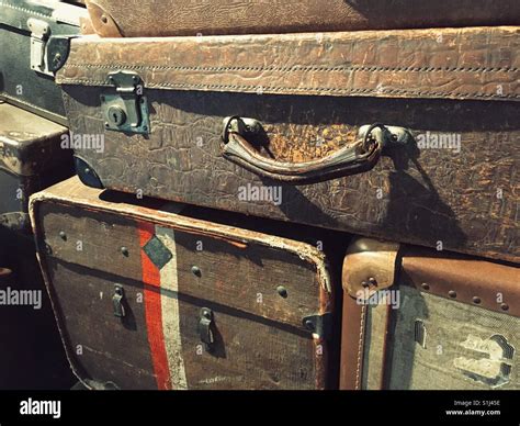A Stack Of Vintage Suitcases Stock Photo Alamy