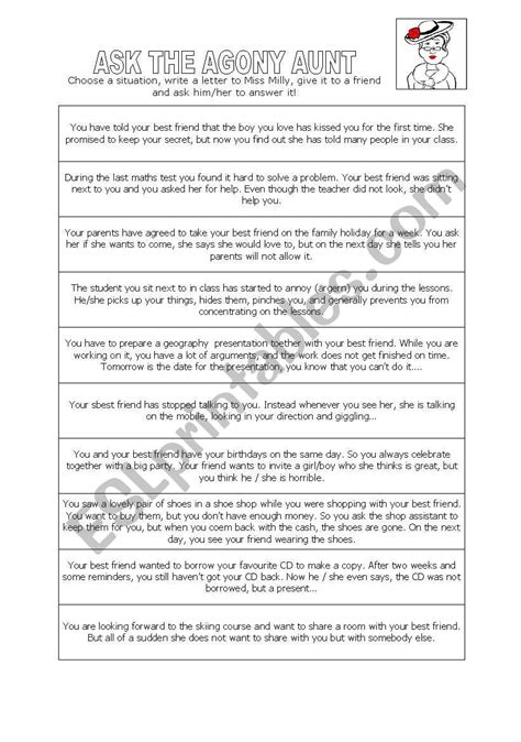 Ask The Agony Aunt Esl Worksheet By Simpson Parker