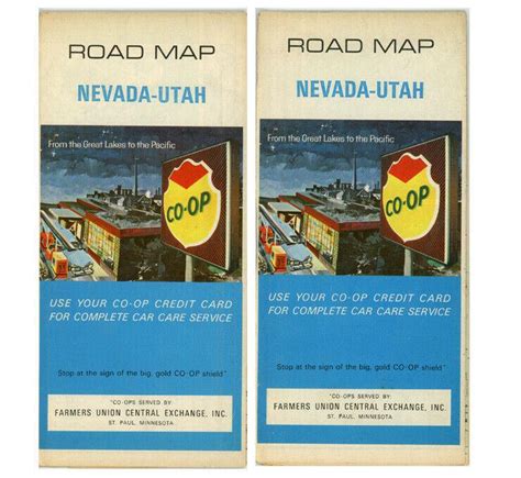 Vintage 1969 Nevada And Utah Road Map Farmers Union Co Op 3873279579