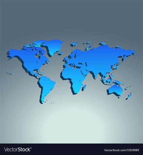 World Map Blue Color Flat Design Royalty Free Vector Image