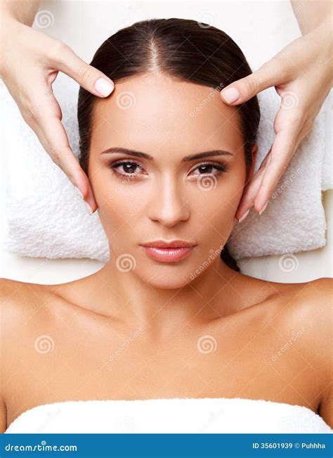 Face Massage Close Up Of A Young Woman Getting Spa Treatment Stock Image Image Of Skincare