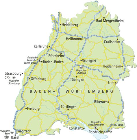 Baden Württemberg Karte Städte / Stadte Wuerttemberg Deutschland Baden