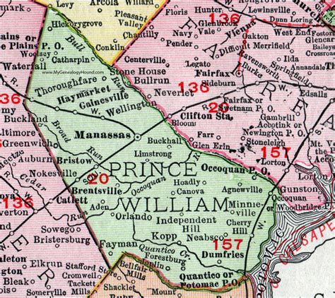 Prince William County Virginia Map Rand Mcnally Manassas Woodbridge Dumfries Quantico