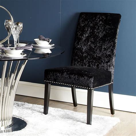 Black velvet and black wood finish dining chair. Elegant Black Dining Chair In Soft Velvet | Picture ...
