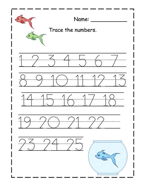 Kindergarten Tracing Numbers Worksheets