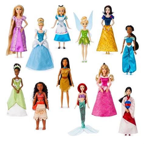 T Set With 12 Disney Store Princess Dolls