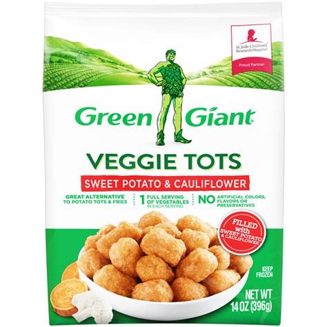 Potatoes are tubers of a plant sweet potatoes, however, are shaped like potatoes, and are about the same size, but instead of. Green Giant Sweet Potato & Cauliflower Veggie Tots | Hy ...