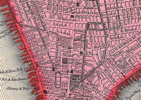 Old Map Of New York City 1860 Antique Restoration Decorator Style Nyc