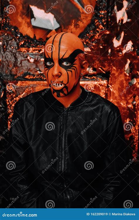Halloween Make Up Scary Person Ready For Party Stock Image Image Of