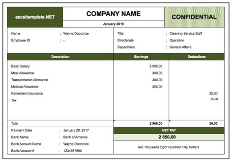 Payslip Sample In Word Format Pdf Template