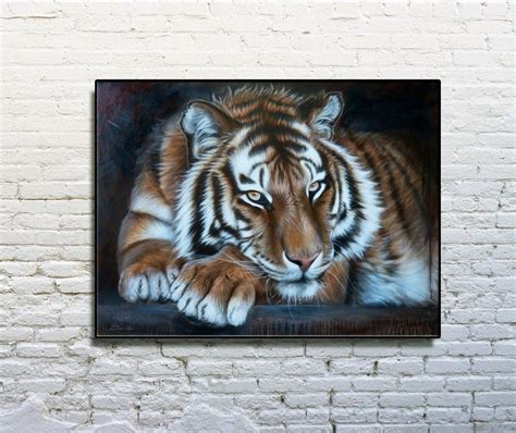 Tiger Art 24 X 32 Original Acrylic Painting By Etsy Tiger Art