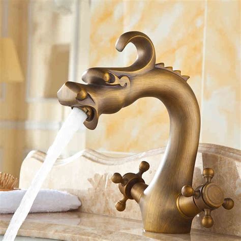 Free Shipping European Style Antique Brass Water Tap Bathroom Faucet