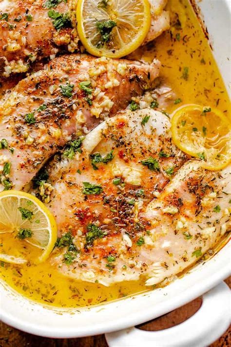 The fish is broiled with a creamy cheese coating for an impressive flavor and texture. Garlic Butter Oven Baked Tilapia Recipe | Diethood