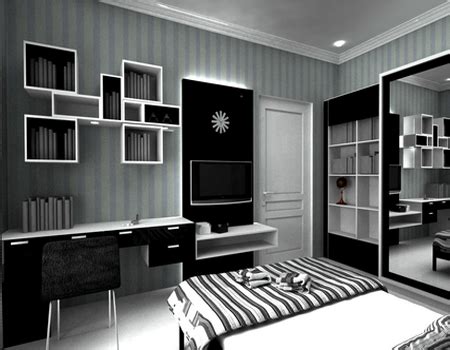 Pilihan warna dinding kamar punya peran penting disini. Desain Kamar Tidur Bernuansa Hitam Putih - Desain Rumah Minimalis Lengkap Modern Indah