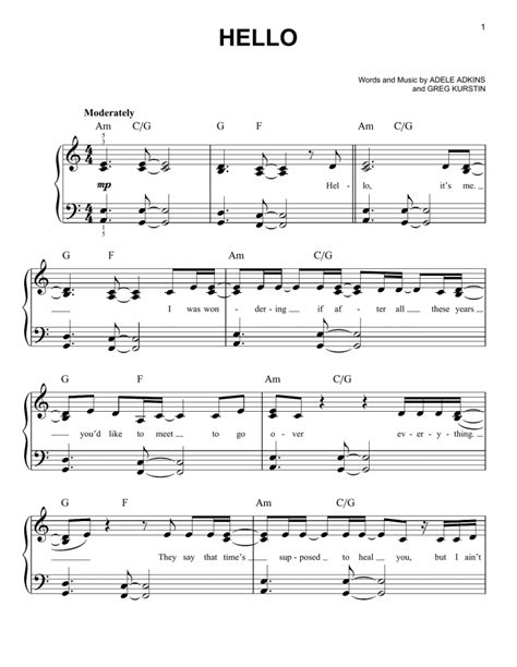 Adele Piano Sheet Music For Learning Educative Printable