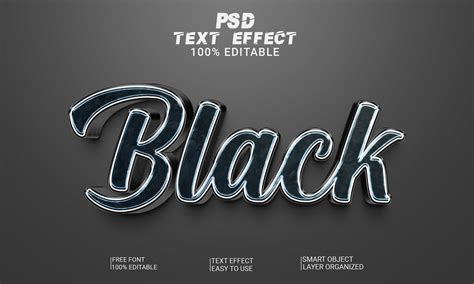 Black 3d Text Effect Editable Psd File Graphic By Imamul0 · Creative