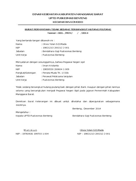 Para nasabah akan mendapatkan nomor rekening cantik yang mudah diingat. Contoh Surat Pernyataan Tidak Memiliki Hutang Bank ...