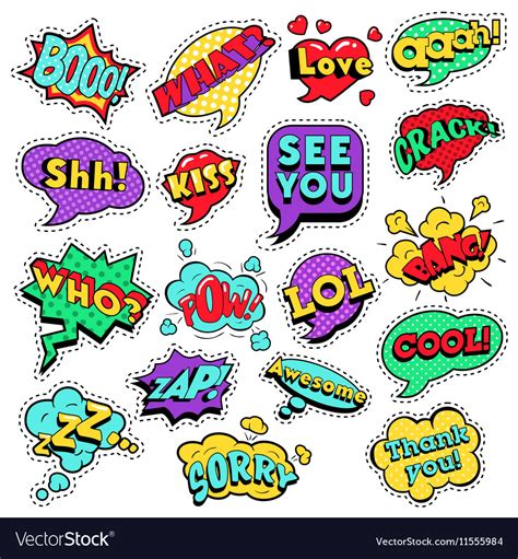 Badges Stickers In Pop Art Comic Speech Bubbles Vector Image