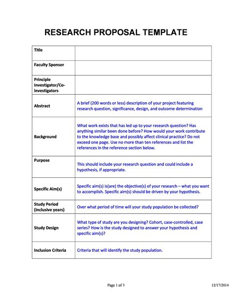 Research Project Plan Template